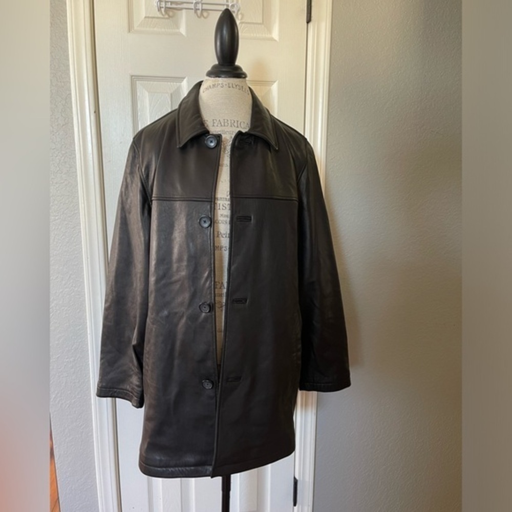 Brandini Black 100% Leather Coat Size Large